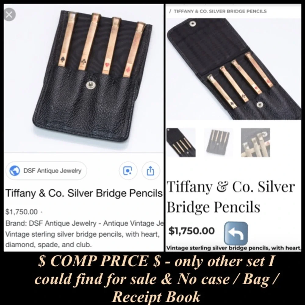 ⭐️💲SOLD💲⭐️ Vintage TIFFANY & Co Germany Sterling Silver bridge Pencils SET - Picture 11 of 13